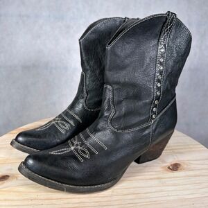 Very Volatile Womens Size 7.5 Western Ankle Boots Black Good Leather Cowgirl